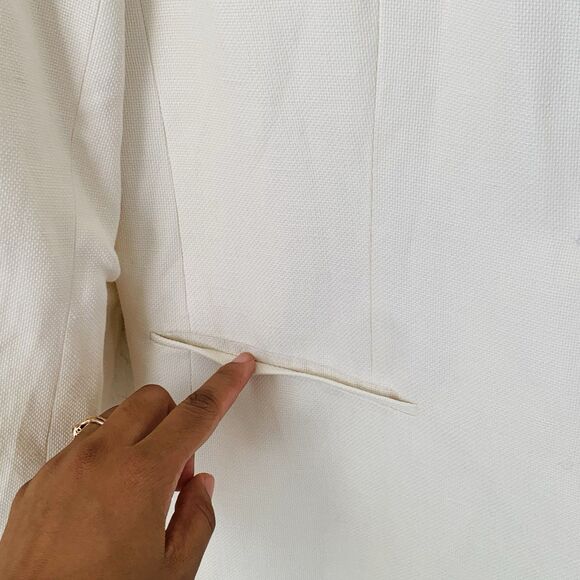 Josephine Chaus Blazer Jacket Women 12 Ivory Silk Linen Old Money Quiet Luxury - Picture 4 of 13